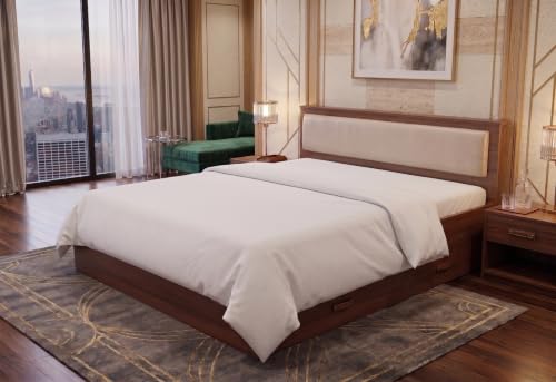 Image of Alpine Willow Premium Double Bed with Storage Box (DIY Installation) Double Bed with Box | Bed Queen Size with Storage | Queen Size Bed with Upholstered Headboard | Cot for Bedroom (78 x 60 inches)