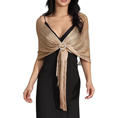 Vakkery Women's Shawls and Wraps Sparkling Metallic Scarf Wedding Evening Party Shawl Scarves for Bride and Bridesmaid Cover