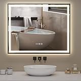 【CADRE MÉTALLIQUE NOIR MODERNE】YU YUSING miroir de salle de bain est doté d'un cadre métallique noir élégant et d'un affichage de l'heure et de la température, parfait pour apporter une touche moderne à n'importe quelle salle de bain ou espace. Avec des dimensions de 100X80 cm, il s'adapte parfaitement à la plupart des salles de bain, chambres et espaces publics comme les hôtels et vestiaires.