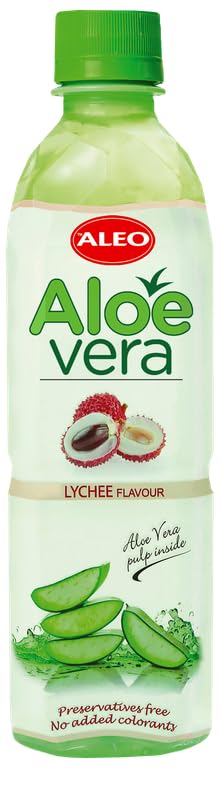 ALEO 0.5L Premium Lychee Aloe Vera Drink - Natural, No Preservatives, No Artificial Colors Superior Taste Award 2025