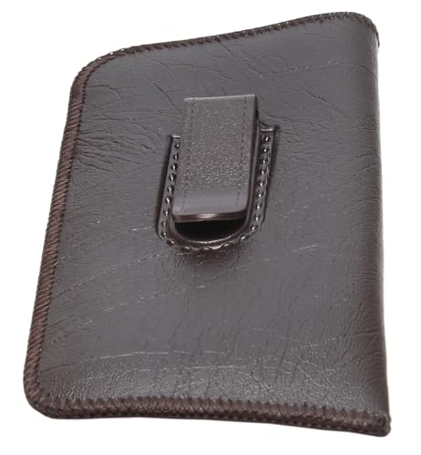 Image of Calabria S-41 Soft Slim Slip In Eyeglass Case w /Pocket Belt Clip PU Leather Mens Womens Glasses Holder Pouch Sleeve Storage