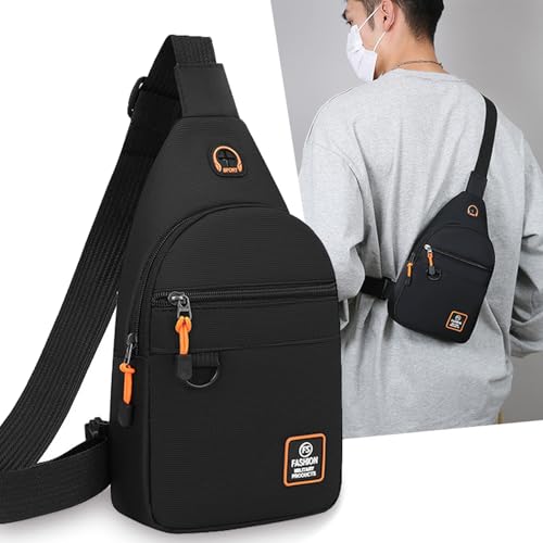 FOSDICK Mochila Bandolera Hombre, Bolsa Bandolera Hombre Negro, Bolsa Pecho Hombres Pequeña, Bolsos de Hombro con Correa Ajustable Impermeable Casual, para Viajar, Correr, Ciclismo - imagen 3