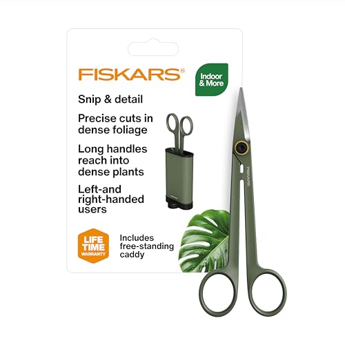 Fiskars Plant Detailer Snips & Holder Precision Indoor Gardening Tool for Trimming & Pruning Dense Foliage Long Reach Stainless Steel Micro-Tip Blades for Clean Cuts and Healthy Plant Growth 6