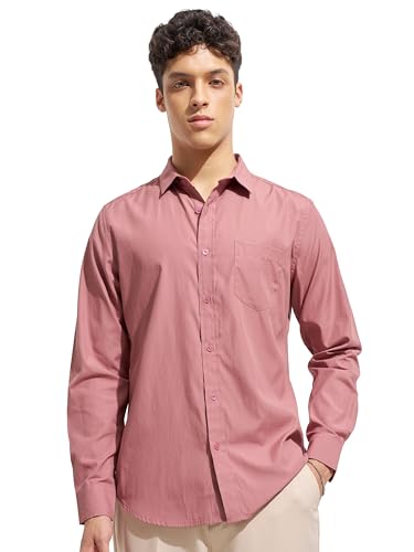 Image of Highlander Men Slim Fit Full Sleeve Shirt PHSH000440 Dusty Pink M