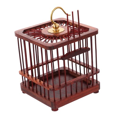 Milisten 鳴き鳥の檻 ウズラの檻 ケージ 屋外の鳥かご カメレオン バスケット 鳥かごの装飾 小さな虫かご 容器 クリケット収納ホルダー クリケットホルダー 蝶の檻 木製 Dark Grey