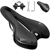 【Bequemer Fahrradsattel】SPGOOD-Fahrradsattel ist mit echtem Hightech-GEL-Material (High Density Silica Gel) gefüllt, das weich und flexibel ist und einen höheren Fahrkomfort bietet. Die Oberfläche besteht aus wasserdichtem PVC-Leder, ist rutschfest, wasserdicht und verschleißfest, leicht abzuwischen und zu reinigen.