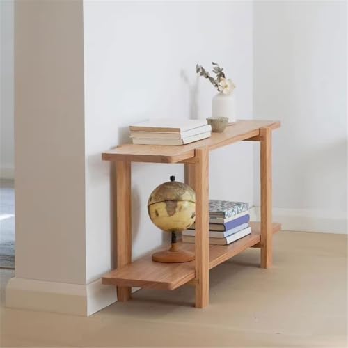 Estantería de madera estrecha de 2 niveles para pie de mesa moderna 7