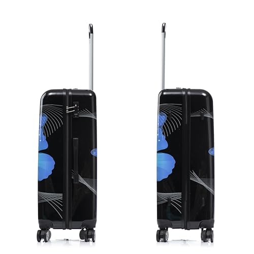 Image of InUSA Black Butterfly Print Luggage with Spinner Wheels | Durable Lightweight Hardside Suitcase | Travel Bag with Handle and Trolley | (20in, 24in, 28in) 3 Piece Set