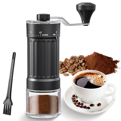 Macinacaffè manuale, macinacaffè manuale portatile con capacità di 30 g, 40 impostazioni regolabili, macina conica con manico ergonomico per espresso, Pour Over e altro ancora