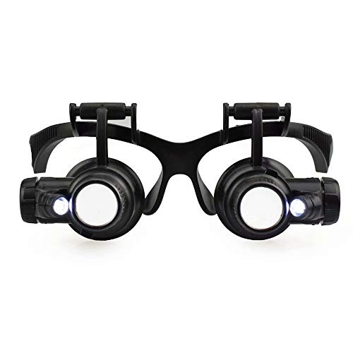 2.5X 4X 6X 8X 10X 15X 20X 25X Lente d'Ingrandimento per Occhiali con Luce a LED per Gioielli da orologiaio Lenti d'Ingrandimento Lenti d'Ingrandimento Occhi Doppi Lente di Vetro