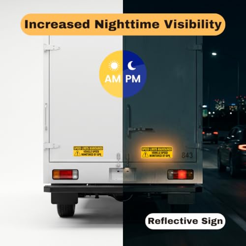 Image of TOTOMO Oversized Vehicle Speed Monitored by GPS Safety Sticker, Speed Limit Maintained, 2-Pack, Large 14 inch x 5 inch Reflective Warning Decal for Fleet Vehicles, Trucks, Vans & Commercial Vehicles