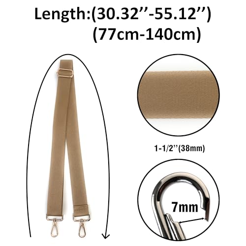 Image of Tan Purse Strap with Silver Hardware 1-1 /2 Inch Wide Solid Color Replacement Crossbody Guitar Style Shoulder Strap for Handbags Totes