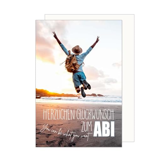 Edition Seidel Premium Glückwunschkarte zum Abitur mit Umschlag. Abiturkarte Grusskarte Billet Karte mit Spruch Abi Abschluss Feier Prüfung Mann Frau (PR140 SW024)