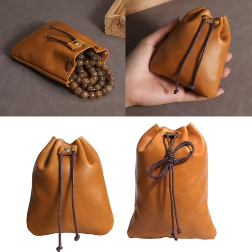 Leather Drawstring Pouch, Vintage Drawstring Storage Bag, Medieval Coin Purse Organizer, Handmade Leather Wallet For Coins And Loose Change2