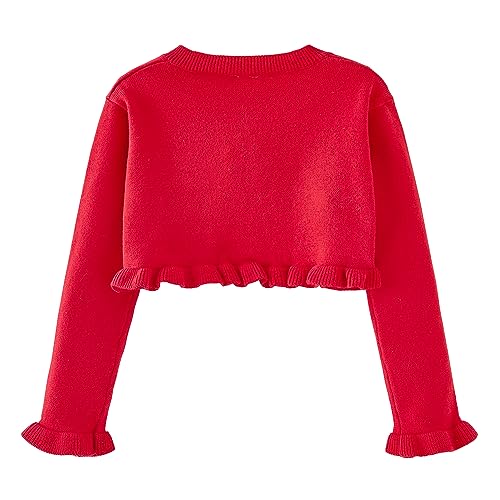 Image of Girls Cardigan Sweater Button Knit Sweater Kids Ruffle Long Sleeve Dress Cover Up Size 12M-6T