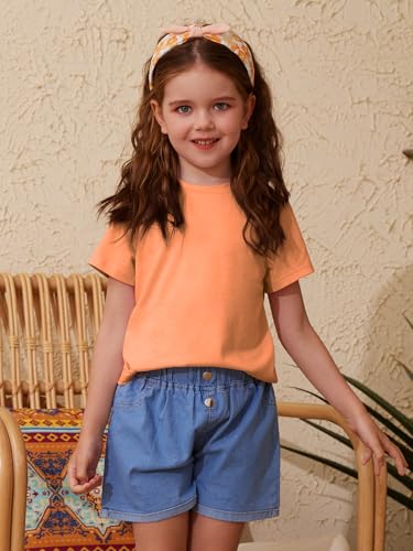 Image of ZDC Girls' Short Sleeve Shirts Kids Crewneck T-Shirts Summer Tops Basic Tees 5-14 Years