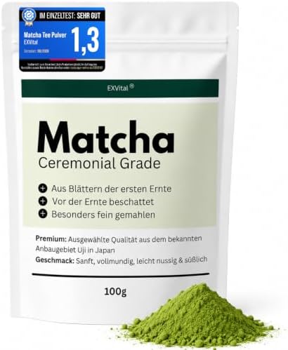 Matcha Ceremonial Grade, 100 g Original Matcha Pulver aus Uji Japan. Grüner Tee in Premiumqualität - Erste Ernte, fein gemahlen, Ideal zum Trinken & Kochen, 100% natürlich und labo