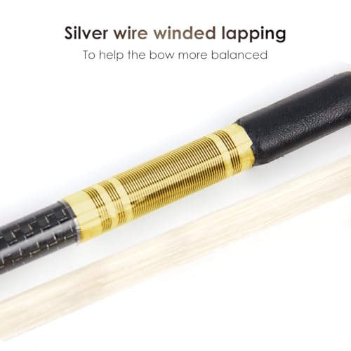 Image of Kmise Carbon Fiber Violin Bows: Lightweight Violin Bow 4 /4, Anti-Deformation Full Size Fiddle Bow, Ultra-Stretchy Horse Hair, Gift for Professional, Beginner, Adults, Kids Violins Practice (Black)