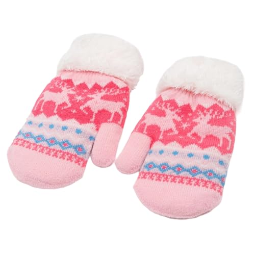 Warm Fleece Lined Winter Mittens for Toddlers 3-7 Years, Boys Girls Soft Knit Snow Gloves4