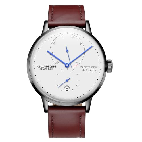 Guanqin Montre-bracelet mécanique vintage à remontage automatique en cristal saphir avec...