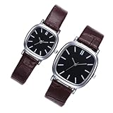 TOPPERFUN 2 Piezas Relojes Caja Cuadrada Esfera Correa Marrón Diseño Elegante para Reloj de Cuarzo Preciso y Cómodo para Diario Citas y Negocios