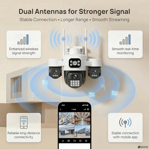 Image of Golens WC27H 4G 2MP Quad Lens Security Camera | 3-Inch 4 Lens Camera | Human Auto Tracking | Dual Light Full Color Night Vision | Built-in Mic & Speaker | TF Card Support (Up to 256GB)