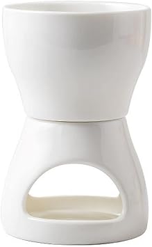 3-Piece Set Chocolate Fondue Mug White Ceramic Fondue Set1 Chocolate Fondue Cup, 1 Fondue Fork, 1 Small Candle