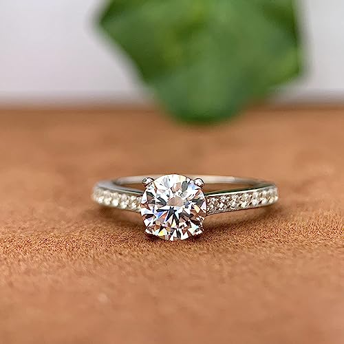 14K Gold Moissanite Rings 14k Gold Solitaire Ring 1 Carat Round Brilliant Cut Moissanite Engagement Rings4