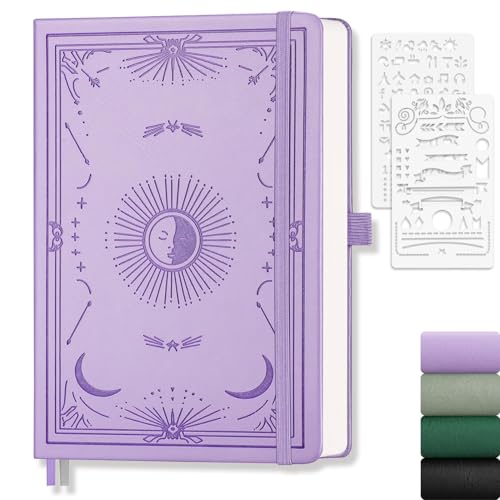 LOAPEM A5 bullet journal, Hardcover Dotted Journal Notebook, 192 Pages 100gsm Thick Paper, Dot Grid Notebook for Women Men Work Writing, Study, Math, 14.5 x 21cm -Light Purple
