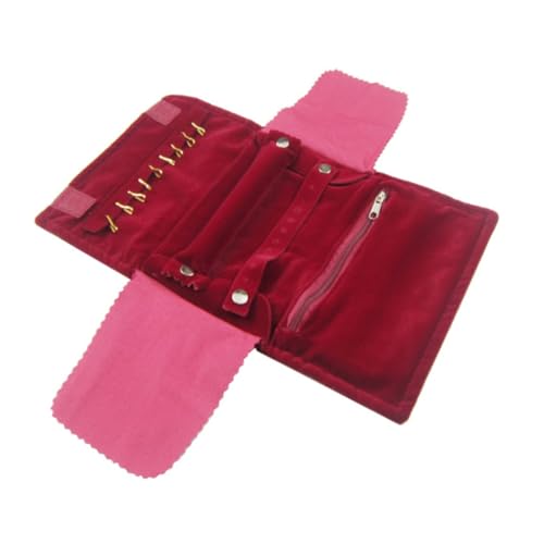 WOFASHPURET 1pc Multifunctional Jewelry Storage Roller Bag for Women Compact Organizer for Earrings Necklaces Bracelets Durable Pouch Red for Travel and Display