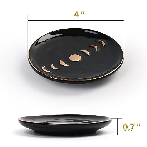 Lotfancy Moon Phases Ring Dish, Pack Of 2, Ceramic Trinket Dish For Earring Bracelet Necklace, Boho Decor Jewelry Tray For Wedding Engagement Mothers Day Gift #TOP1