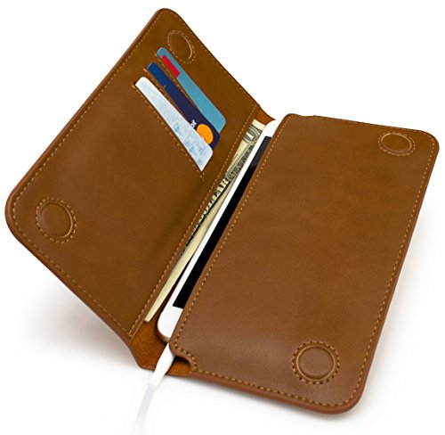 Universal Bastex Wallet Case Bi-Fold Brown Pu Leather Purse Clutch Style 3 Card Slot 2 Pockets For Money Credit Debit Cards For Samsung Android Phones Iphone 6 Iphone 6S Plus & Iphone 7 Iphone 7 Plus #TOP1