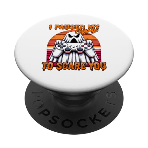 I Paused My Game To Scare You Halloween Gaming PopSockets Swappable PopGrip, Black