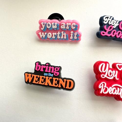 Inspirational Words Shoes Charms For Crocs Bubble Slides Sandals,(No Duplicate) PVC Shoe Decorations Accessories