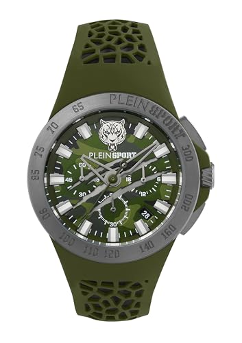 【PLEIN SPORT】 メンズ 腕時計 Watch プレインスポーツ Thunderstorm Chrono サンダーストーム クロノ PSABA0323 クォーツ 5気圧防水 ミネラルガラス グリーン文字盤 ステンレススチール [並行輸入品]（Amazon）