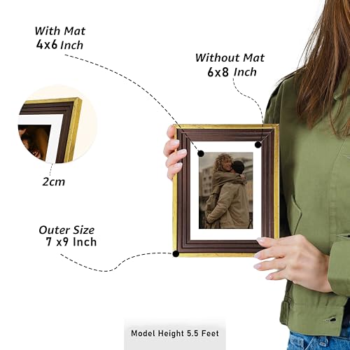 Image of Art Street Luxury Photo Frame for living room, Modern Step Design Photo Frames for Photograph, Art Work, Kids Room Set of 6 (6x8 Inch, Gold)