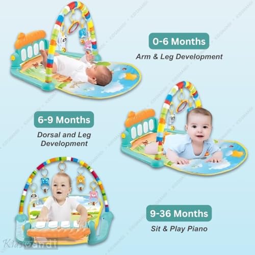 Image of Kids Mandi Baby Piano Gym Mat | Kick & Play Musical Keyboard Activity Mat with Gym & Fitness Rack | Infant Floor Play Mat for Early Learning | Multicolor (Pack of 1)