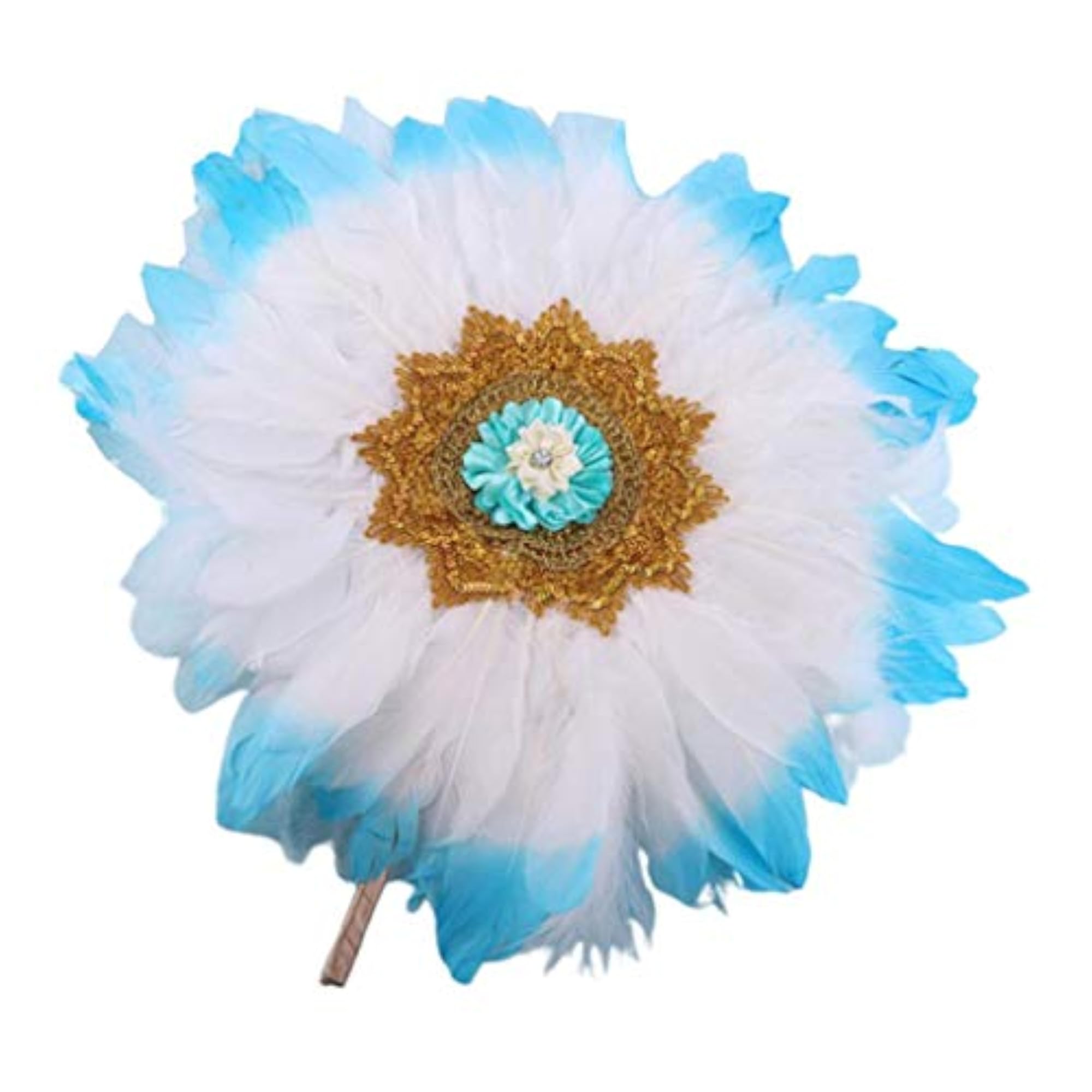 Flapper Feather Round Hand Fan for Weddings