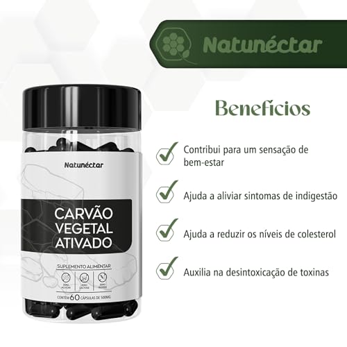 Carvão Vegetal Ativado Puro 60 Cápsulas Natunéctar
