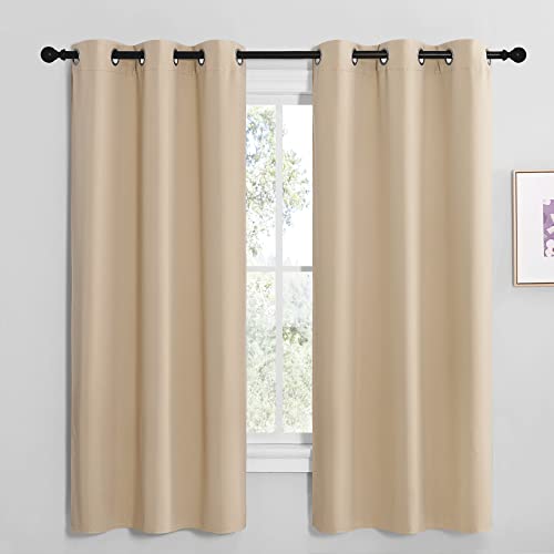 Image of NICETOWN Room Darkening Curtain Panels for Cafe, Thermal Insulated Grommet Room Darkening Draperies /Drapes for Window (Biscotti Beige, 2 Panels, W42 x L68 -inch)