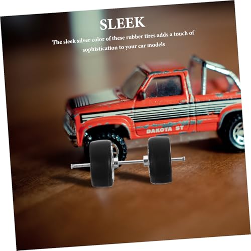 FRCOLOR スケール模型自動車用ホイール 銀色ラバートイヤー 簡単装着交換可能 素材使用 おもちゃ用ティーン向けパーツ