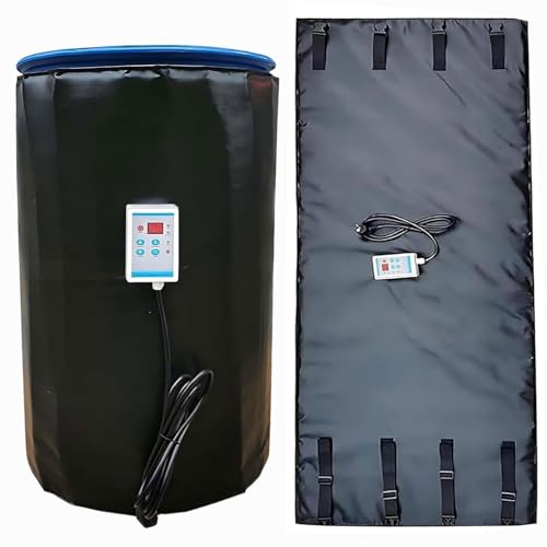 WACLMOTAKE Calentador de bidón con termostato, Calentador de bidón para Tambor de 200l/1000l, Manta calefactora de bidón IBC de Aceite de 2000 W/4000 W, 0-120 ℃, con termostato Black-55Gallon/200L