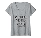 Mujer Disfraz de Xilófono/prisionero para Halloween Camiseta Cuello V