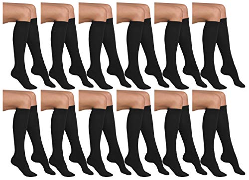 Yacht & Smith 12 Pairs of Cotton Long Knee High Socks for Women, Knee High Socks