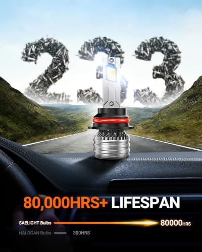 Image of SEALIGHT 9007 Bulbs, 120,000LM 17X Brightness, 9007 6500K White, IP68 Waterproof 80,000Hrs Lifespan, 5X Heat Dissipation Driving Bulbs, Plug and Play, 2 Pack