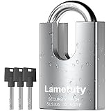 Keyed Padlock for Outdoor Use, 50mm Width Anti Rust Heavy Duty Padlock Weatherproof, Stainless Steel Security Padlock for Door, Gate, Garden, Garages, Fence, Warehouse, Tool Box (50mm-3Keys)