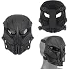 Airsoft Skull Full Face Protective Mask,Gray Lens for Cs Wargame Halloween Cosplay Costume PartyTactical Airsoft Mask (Black)
