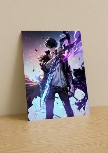 Image of NIJUKA Anime Printed Metal sheet Poster For Home And Room Decoration | For Anime Art Fans Boys And Girls (Jin wo New power unlock)