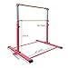 JC-ATHLETICS Gymnastics Bar for Kids Girls Ages 3-15 with Ring for Home Indoor Training Equipment- Steady Steel Construction, Anti-Slip, Easy to Assemble, 3' to 5' Adjustable Height