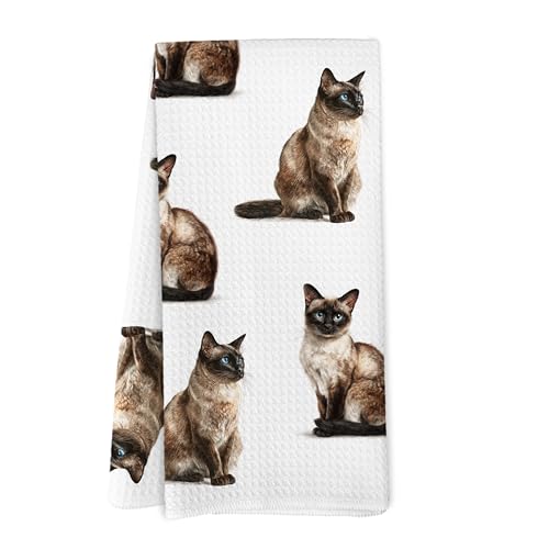 Yorhifa Siamese Cat Gifts Kitchen Dish Towel, Gifts for Women